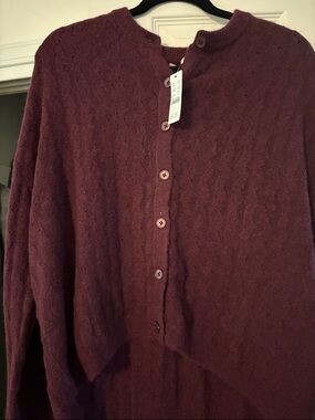 J. Crew Maroon/Burgundy Cable Knit Button-Up Cardigan